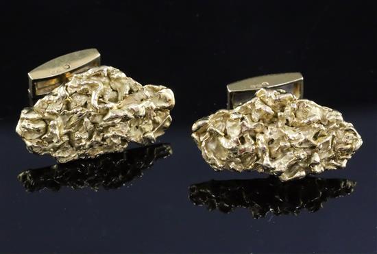 A pair of 1970s 18ct gold modernist cufflinks,